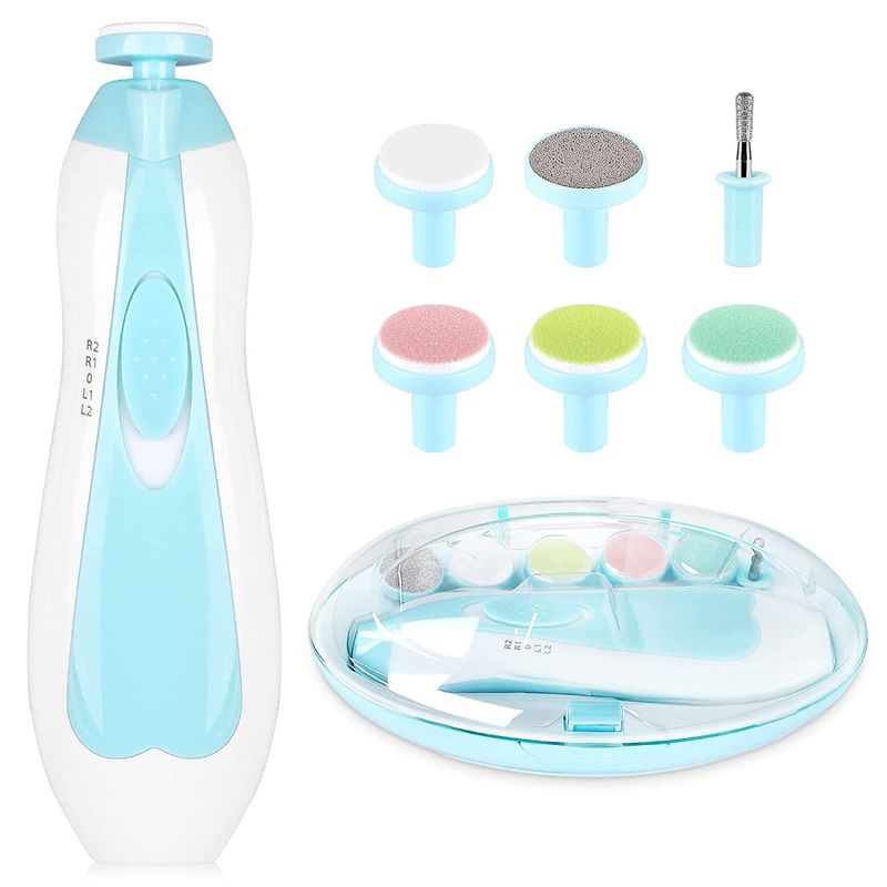 JAYSTORE - Lima Eléctrica Para Bebés Pulidor Uñas Cortaúña 6en1 Luz LED