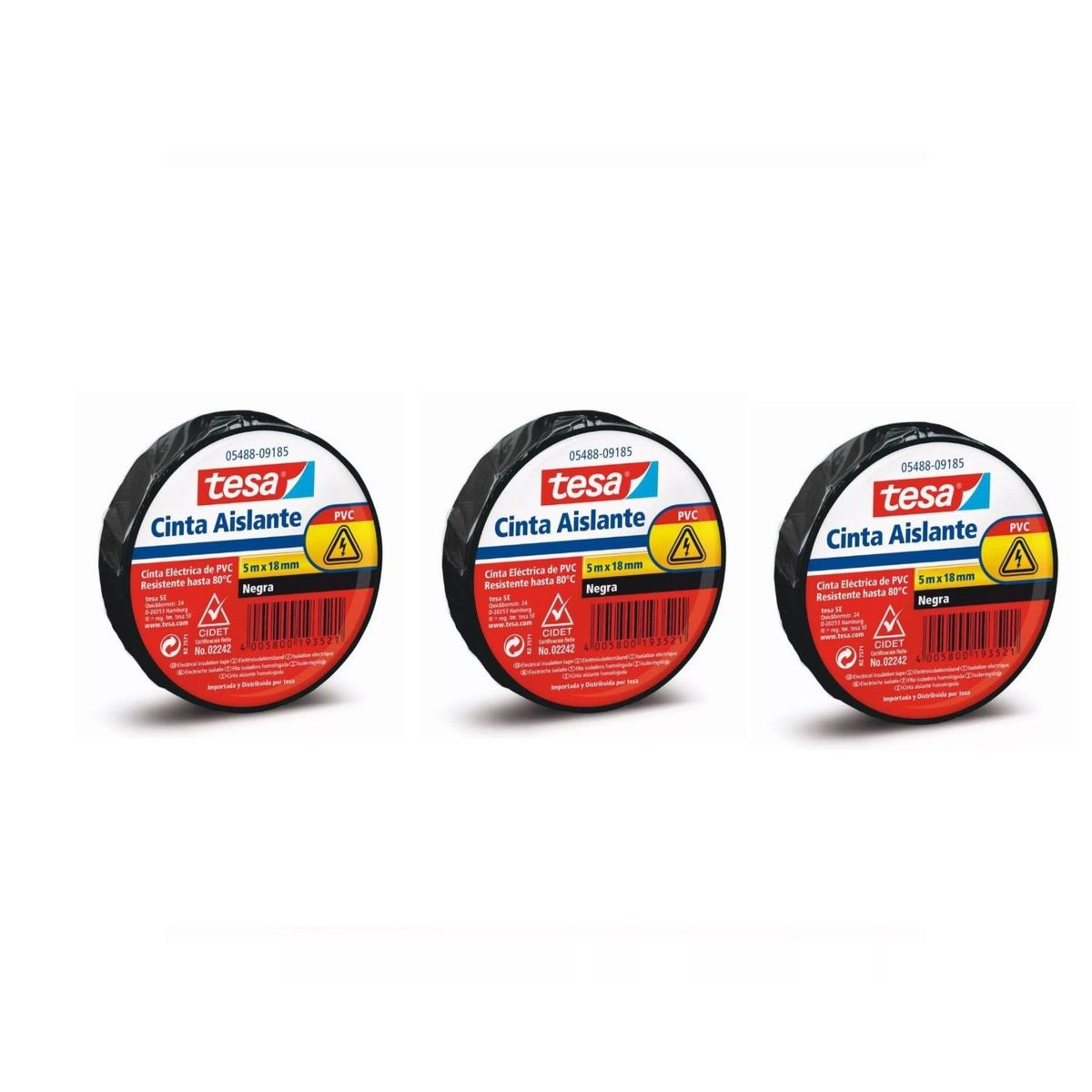 TESA - Cinta Aislante Tesa Negra 18mm x 5mt x 3und