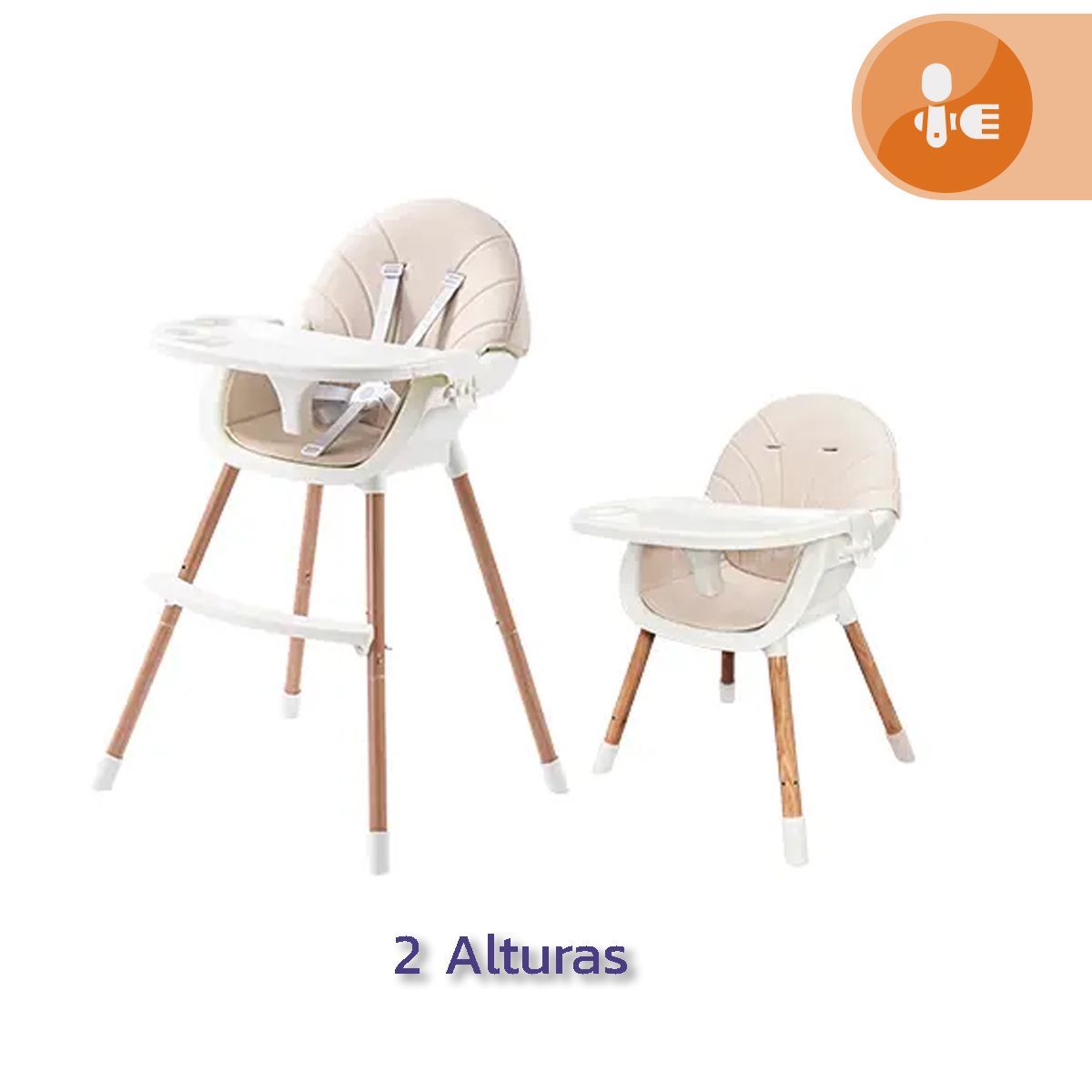 ENFANT'ASY - Silla comedor trona bebé doble altura doble bandeja AZUL-
