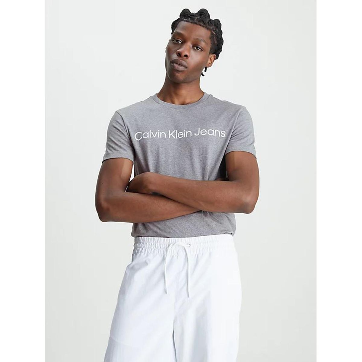 CALVIN KLEIN - Camiseta Gris con Logo para Hombre