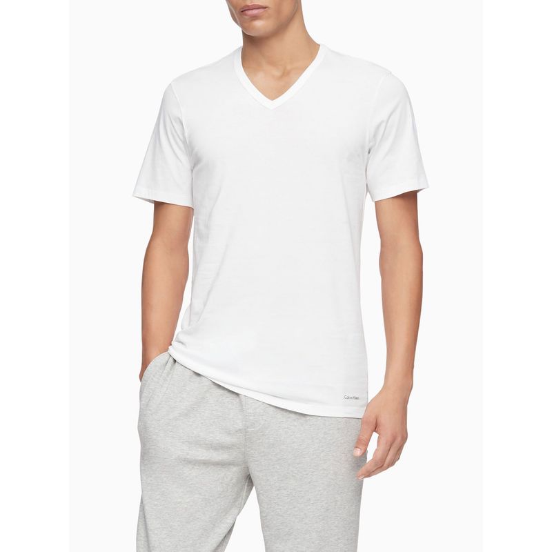 CALVIN KLEIN - Paquete De 3 Camisetas Blancas Slim Con Cuello V Calvin Klein