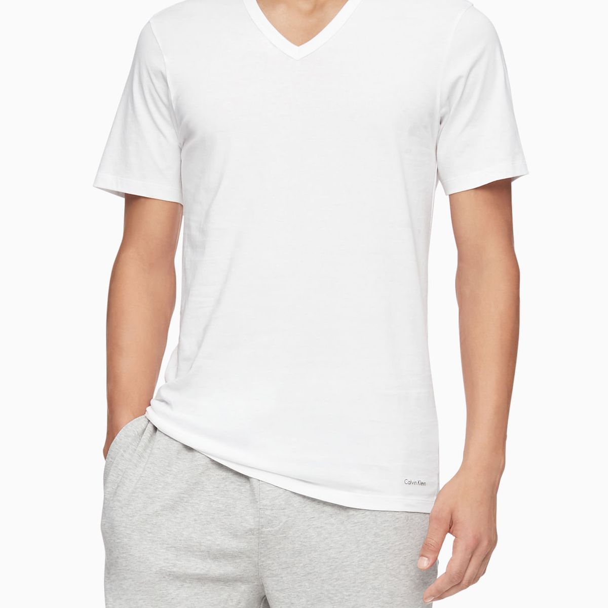 CALVIN KLEIN - Paquete De 3 Camisetas Blancas Slim Con Cuello V Calvin Klein