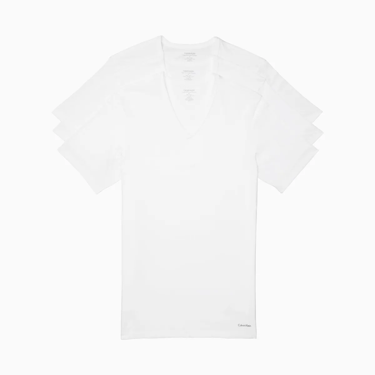 CALVIN KLEIN - Paquete De 3 Camisetas Blancas Slim Con Cuello V Calvin Klein