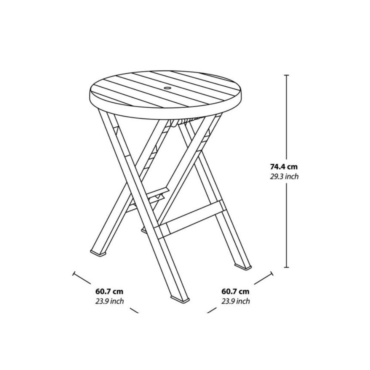 RIMAX - Mesa de Jardín Plegable Redonda Barú 60 Cm X 74 Rimax