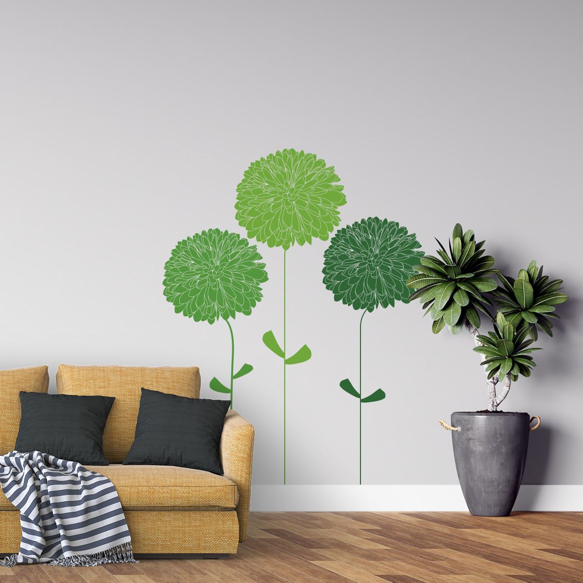 ADAZIO - Vinilo Decorativo Floral Dahlia S - 74cm x 100cm (ancho x alto)