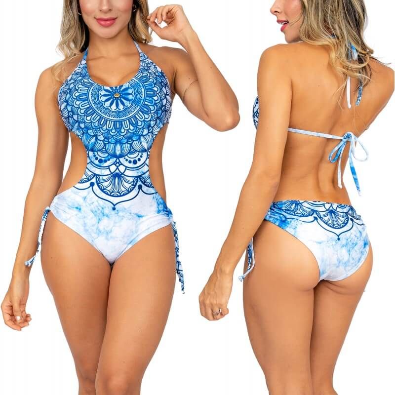 PRAIE - Vestido de baño Trikini PRAIE 1303 Azul Mandala