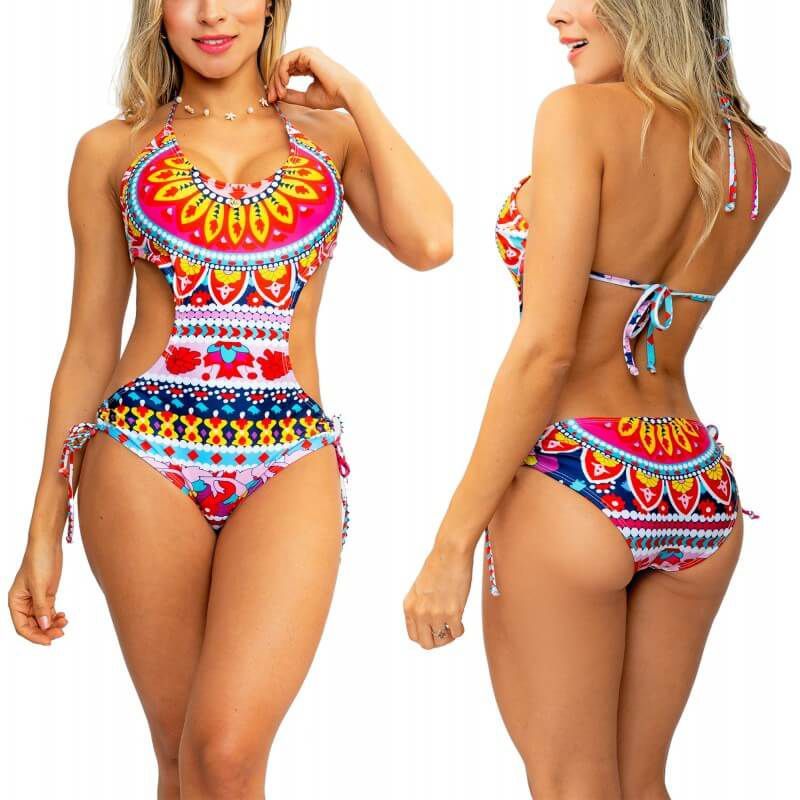 PRAIE - Vestido de baño Trikini PRAIE 1303 Fucsia Mandala