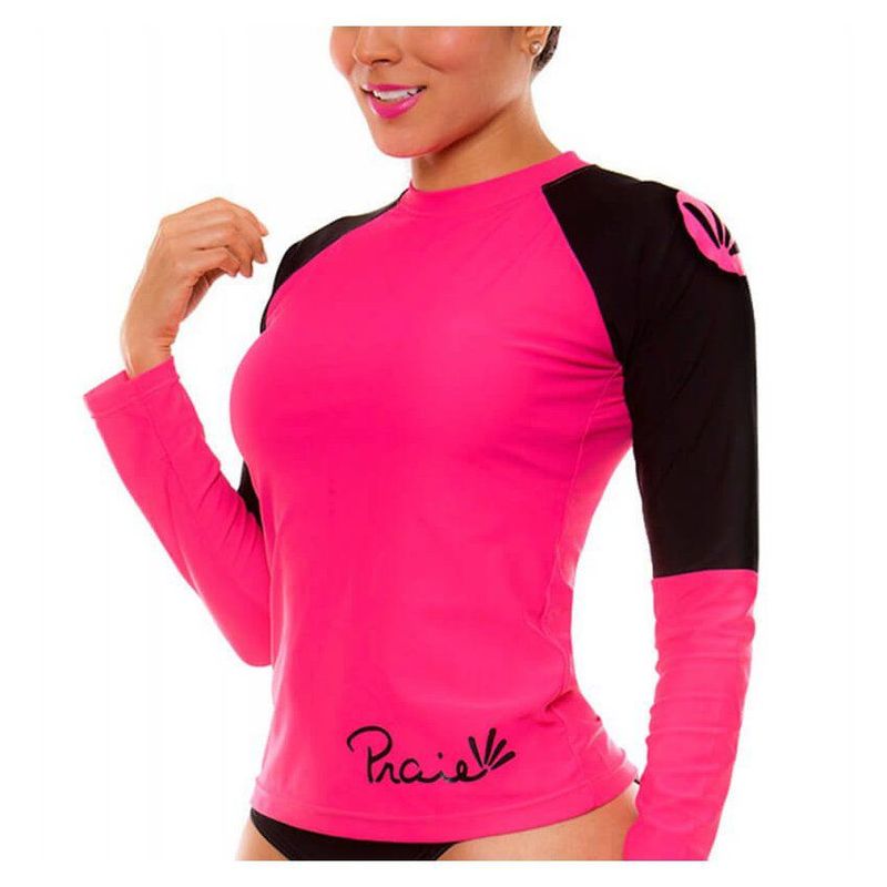 PRAIE - Buzo de Vestido de Baño PRAIE 2033A Fucsia Mix Manga Larga