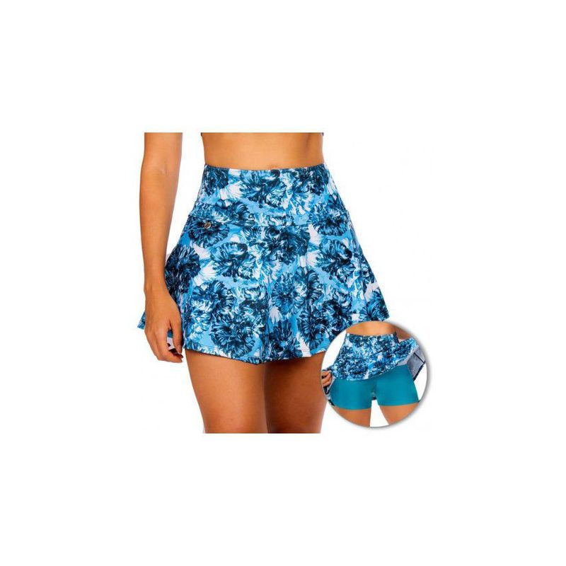 PRAIE - Panty alto de vestido de baño praie 0003 falda short control flores.