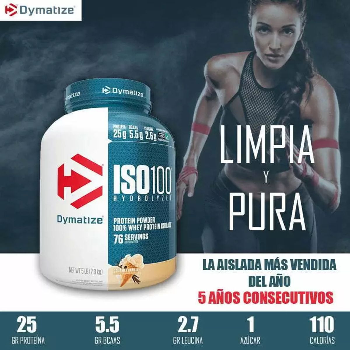 DYMATIZE - Iso 100 Hydrolized 5 Libras Gourmet Vanilla