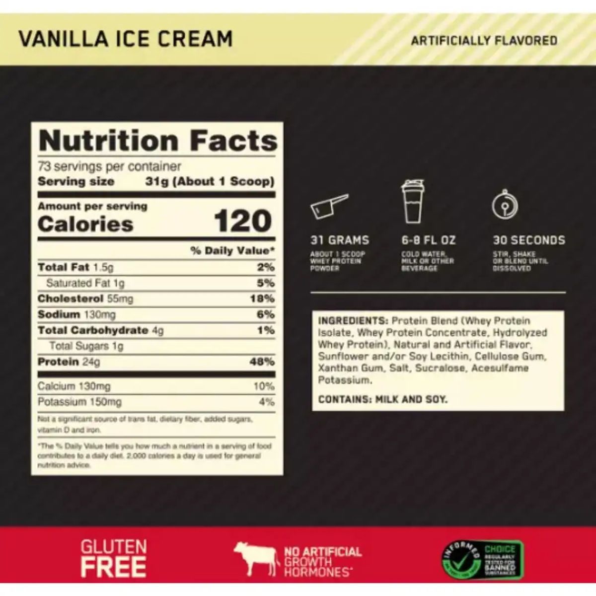 OPTIMUM NUTRITION - Whey Gold Standard 5 Libras Vainilla Ice Cream