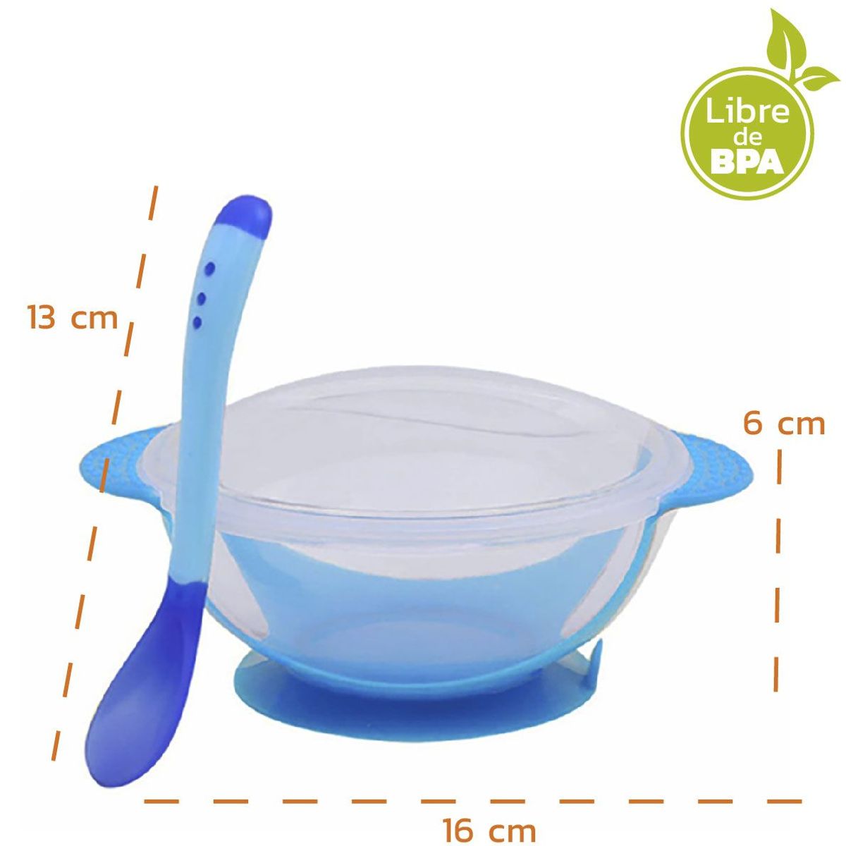 ENFANT'ASY - Bowl plato con  tapa y cuchara Azul