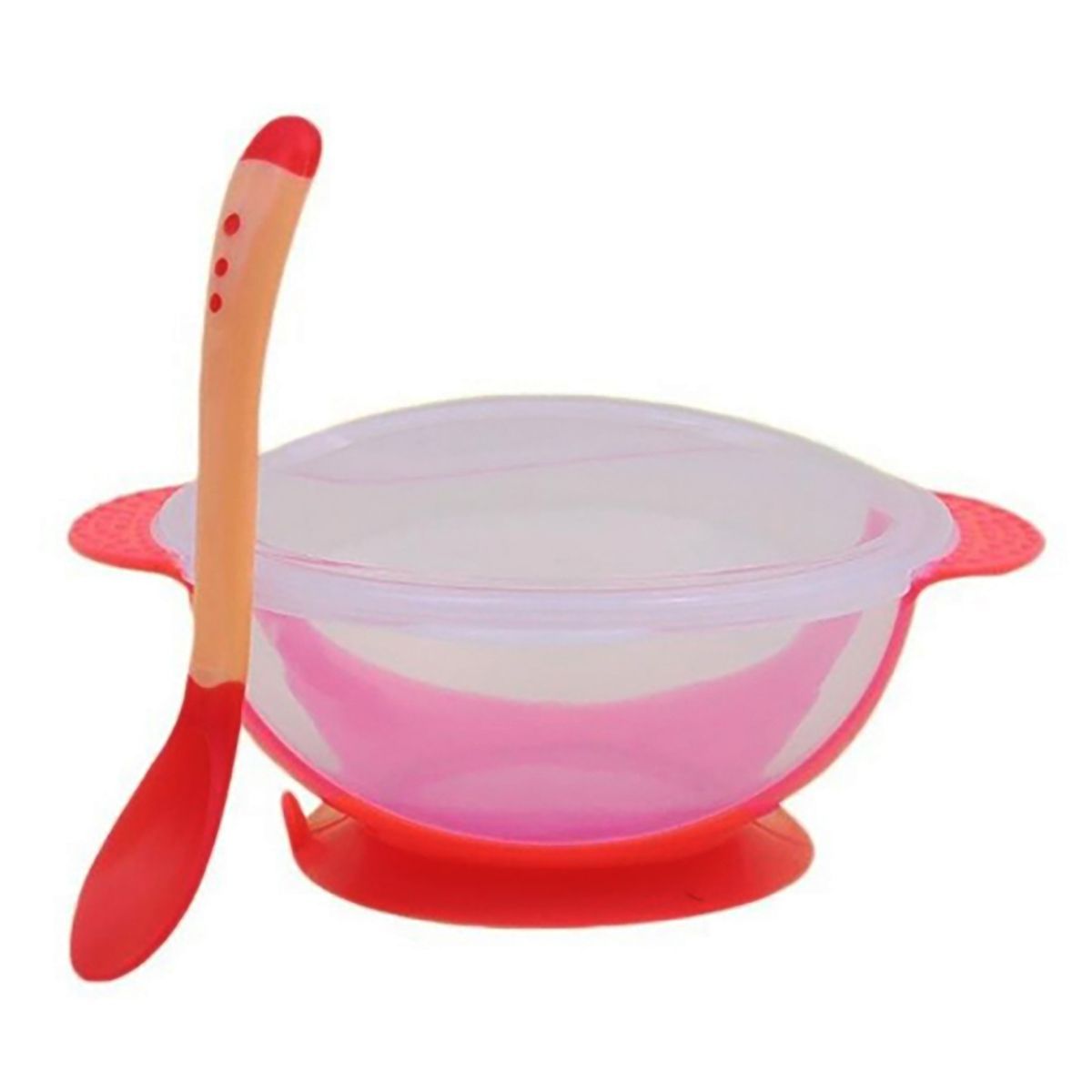 ENFANT'ASY - Bowl plato vensosa con  tapa y cuchara Rosado