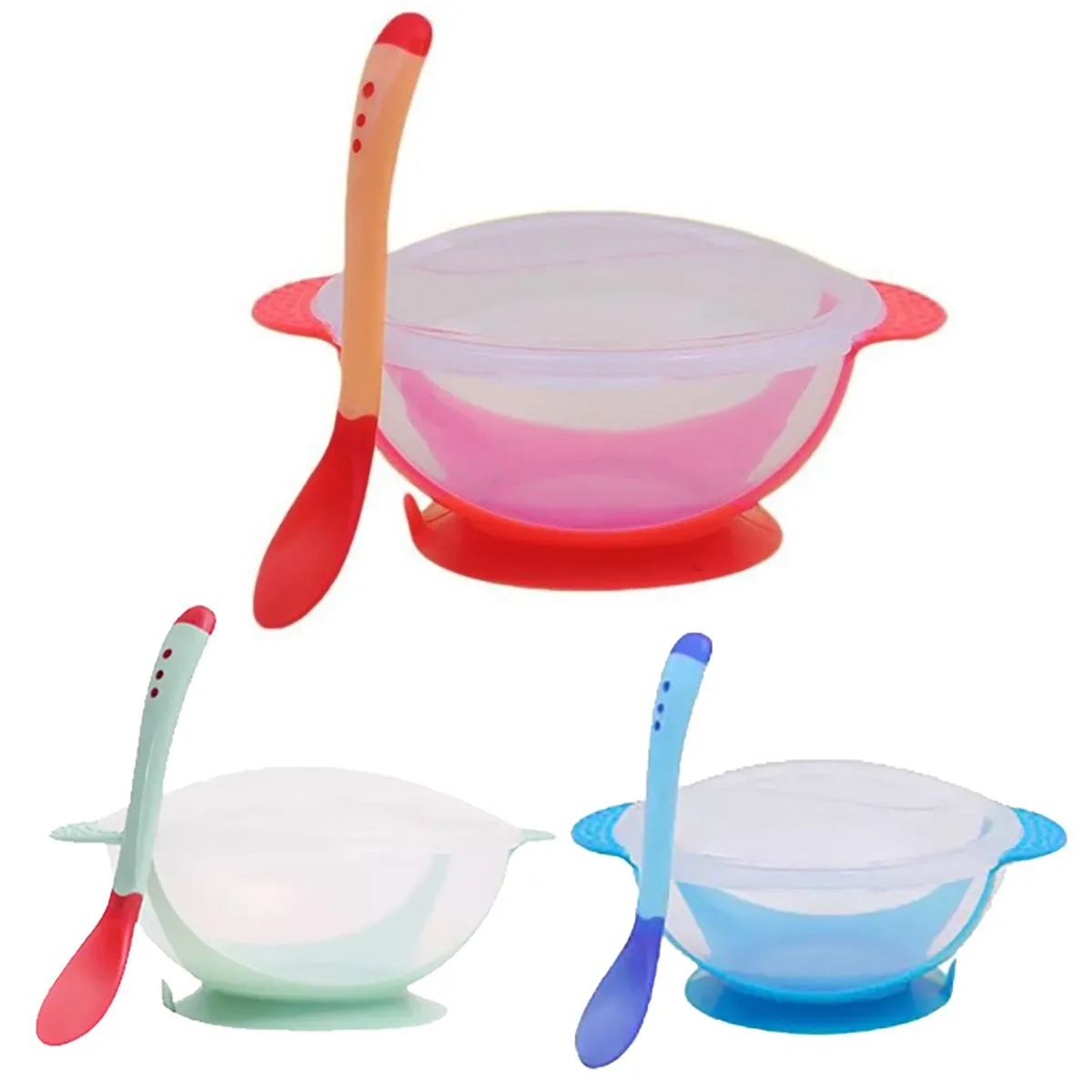 ENFANT'ASY - Bowl plato vensosa con  tapa y cuchara Rosado