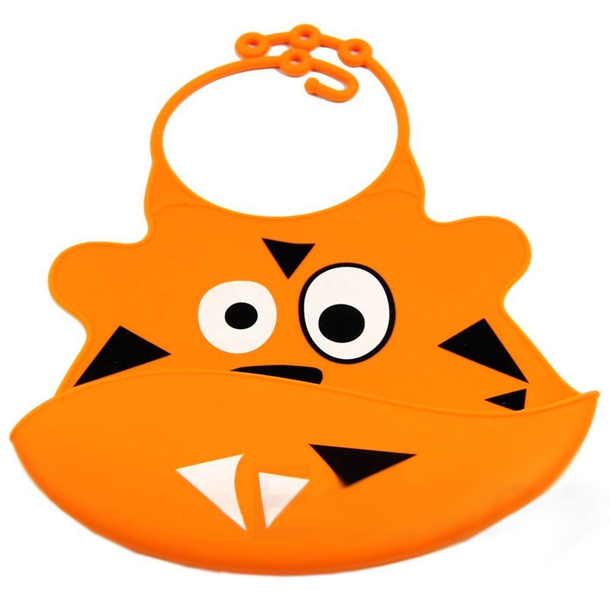 ENFANT'ASY - Baberos Silicona con bolsillo para bebes Tigre Naranja