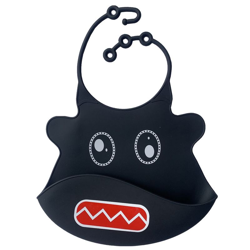 ENFANT'ASY - Baberos Silicona con bolsillo para bebes Monstruo Negro