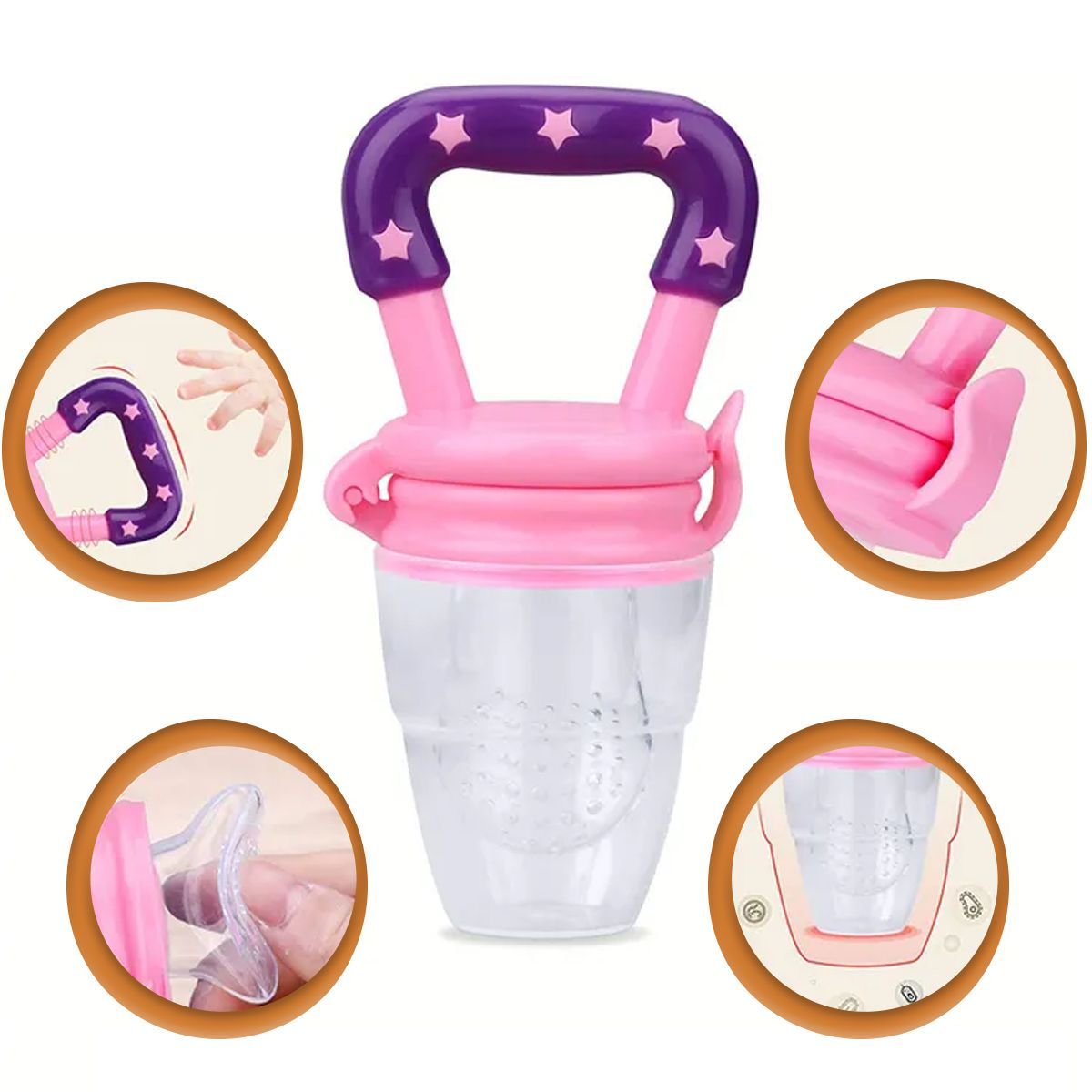 ENFANT'ASY - Chupo de fruta o verdura para bebe Rosa con Morado