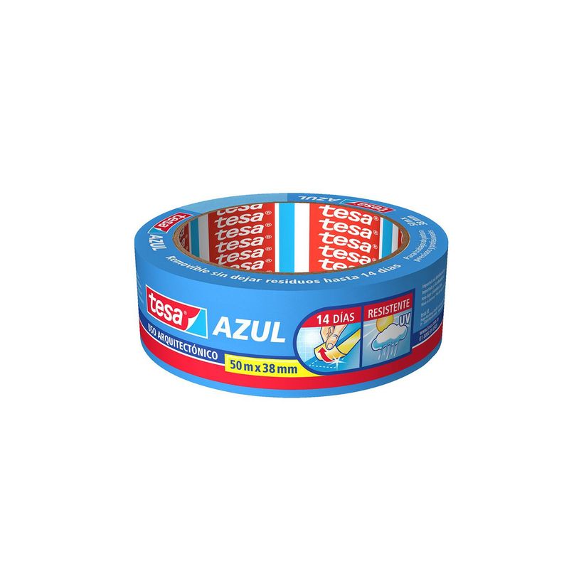 TESA - Cinta Enmascarar Azul Interior Exterior Tesa 38mm X 50 Metros