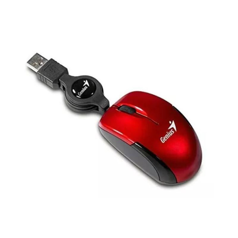 GENIUS - Mini mouse genius micro traveler óptico retráctil usb Rojo