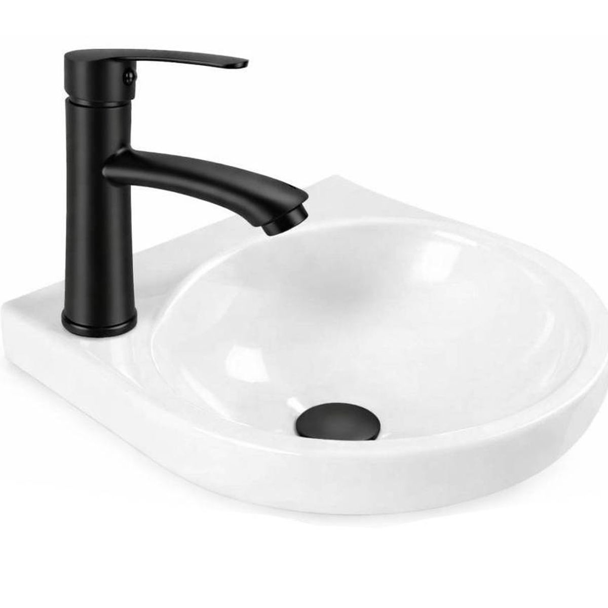GENERICO - Griferia Acero Negro Para Lavamanos Agua Fria Poste Bajo Pico recto