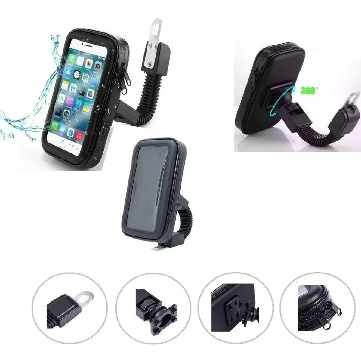 GENERICO - Soporte Estuche De Celular Para Moto Impermeable 360°