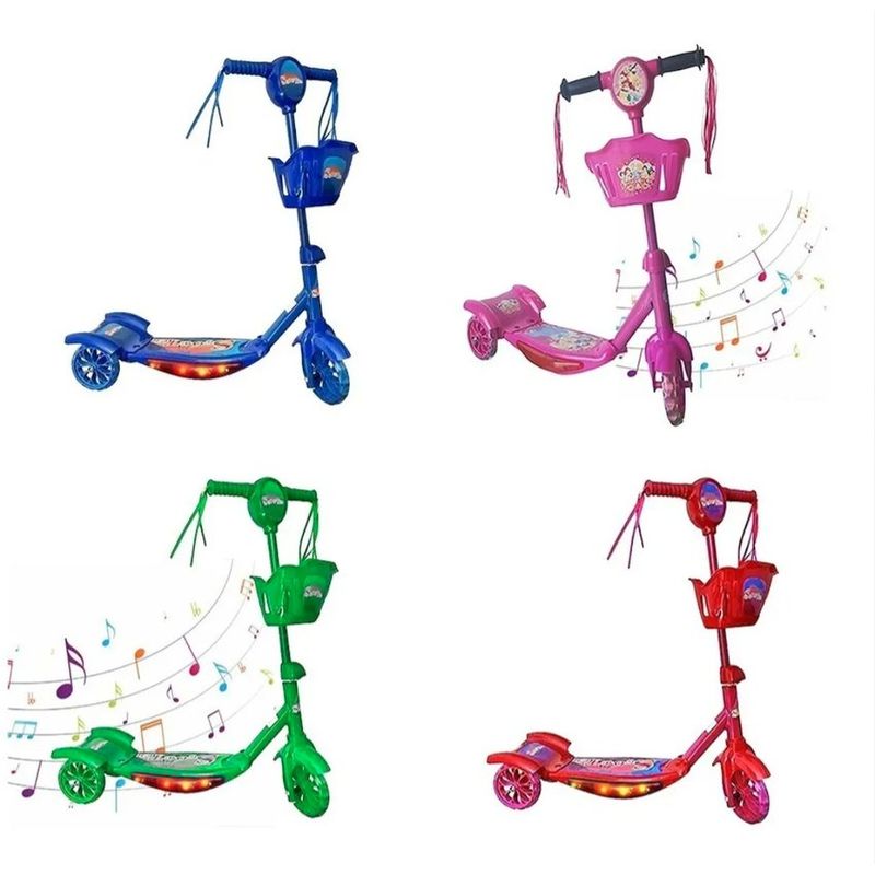 GENERICO - Scooter Patineta Para Niños Luces Canasta Musical Rosado