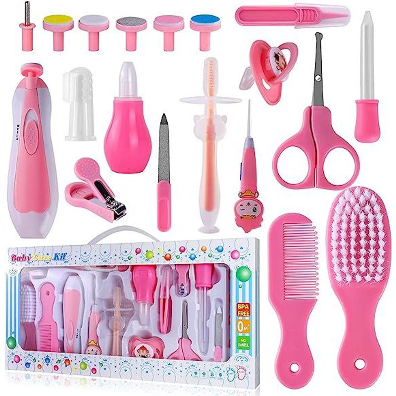 BABY ON - Kit Aseo Cuidado Bebe 20 En 1 Esencial Lima Eléctrica Rosa