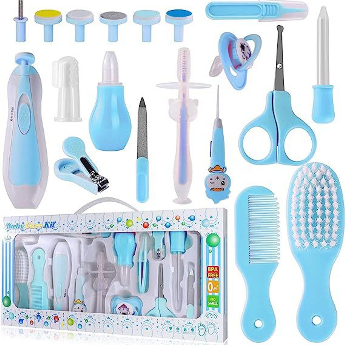 BABY ON - Kit Aseo Cuidado Bebe 20 En 1 Esencial Azul