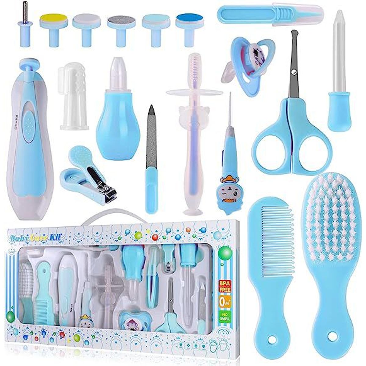 BABY ON - Kit Aseo Cuidado Bebe 20 En 1 Esencial Azul