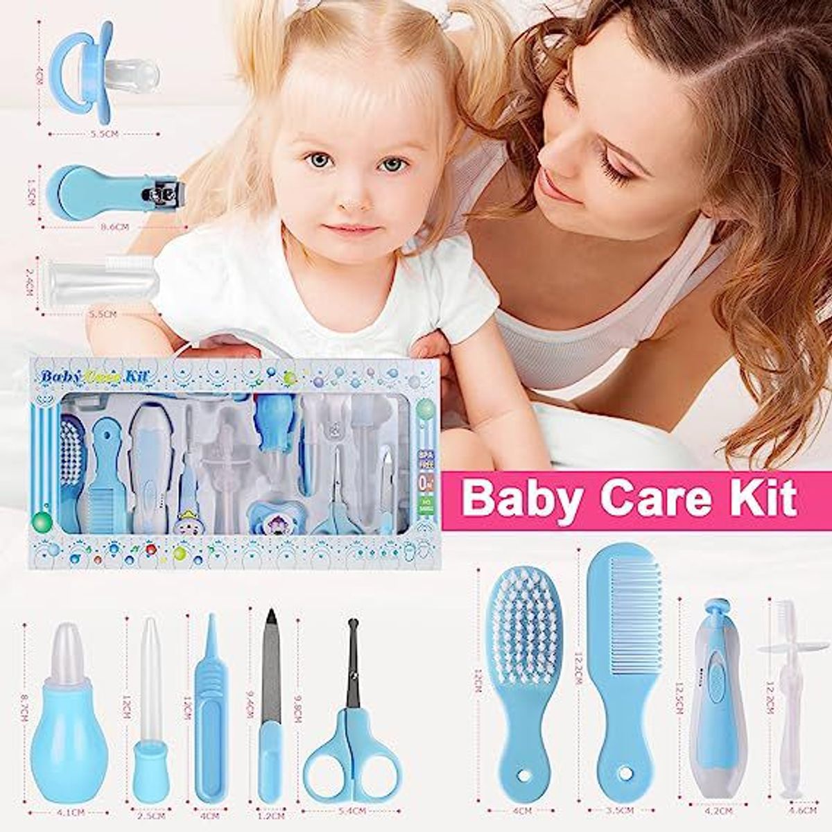 BABY ON - Kit Aseo Cuidado Bebe 20 En 1 Esencial Azul