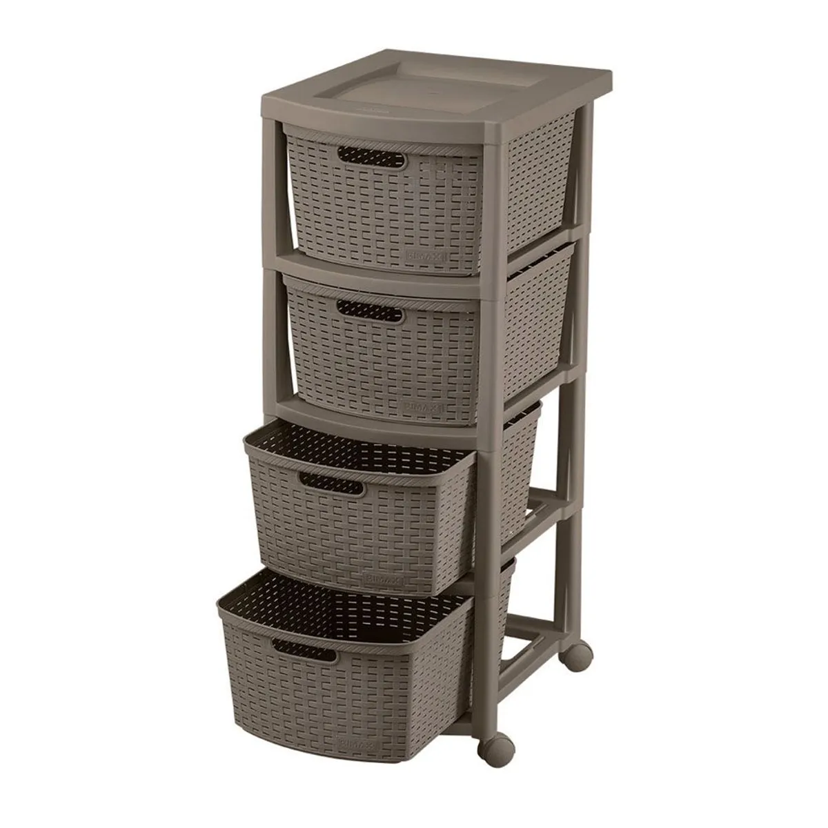 RIMAX - Cajonero Apariencia Rattan 4 Gavetas Altas RIMAX - Mocca