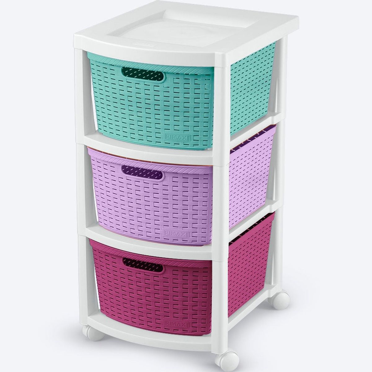 RIMAX - Cajonero Apariencia Rattan 3 Gavetas Altas RIMAX - Rosado Fucsia