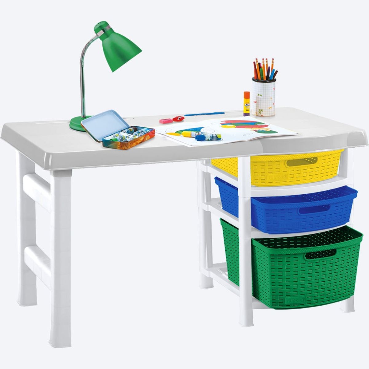 RIMAX - Escritorio infantil náutico RIMAX - Blanco rojo y azul
