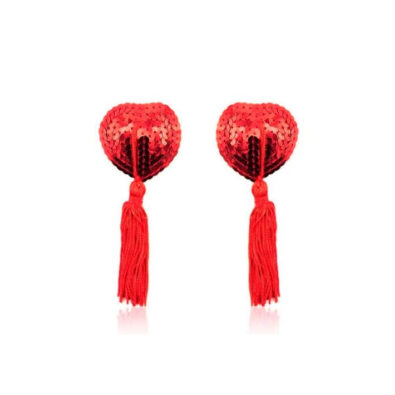 GENERICO - Pezonera sexy pegatina corazón lentejuelas Lencería erótica Rojo