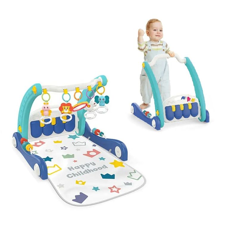 KIDSHOP - Andadera Caminador Gimnasio Bebes Primeros Pasos 2 En 1 Azul_.