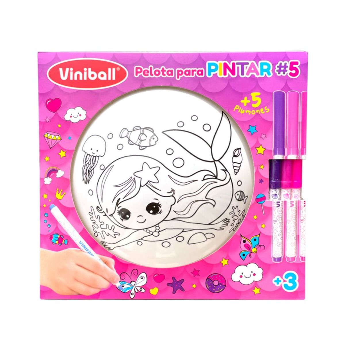 VINIBALL - Pelota Coloreable con MarcadoresVINIBALL Sirena Medusa