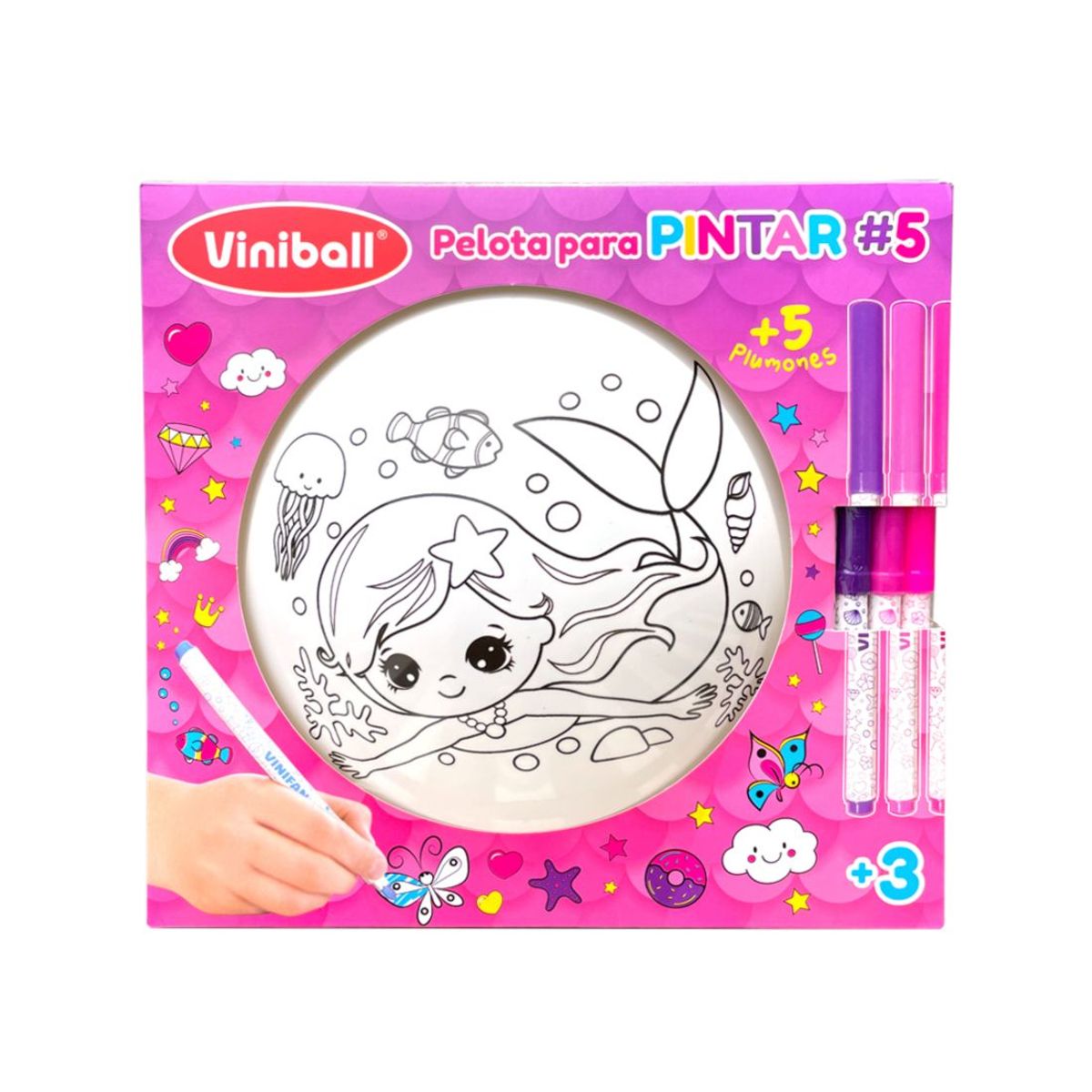 VINIBALL - Pelota Coloreable con MarcadoresVINIBALL Sirena Medusa
