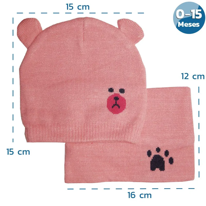 ENFANT'ASY - Gorro con bufanda diseño de osito para bebe