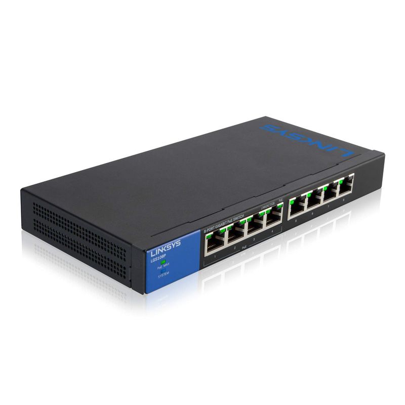 LINKSYS - Switch Poe 8 Puertos Giga Linksys Lgs108p 4 Puertos Poe+