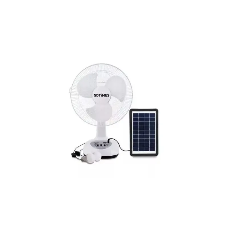 GENERICO - Abanico Recargable De Mesa 12 Con Panel Solar Ac/dc