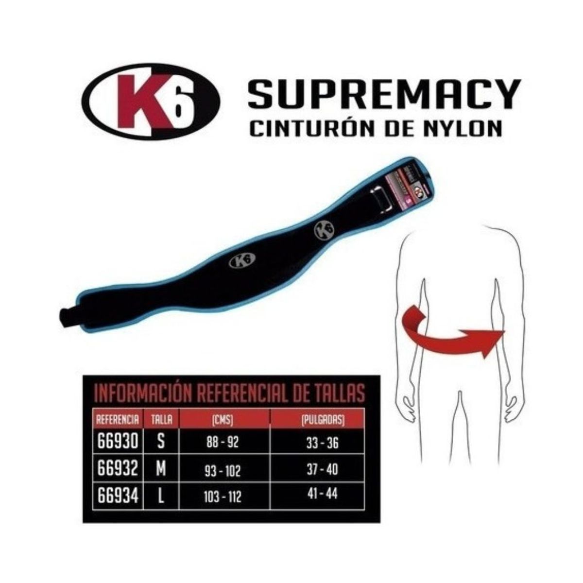 K6 - Cinturón Para Levantar Pesas K6 Ideal Gym Gimnasio Crossfit