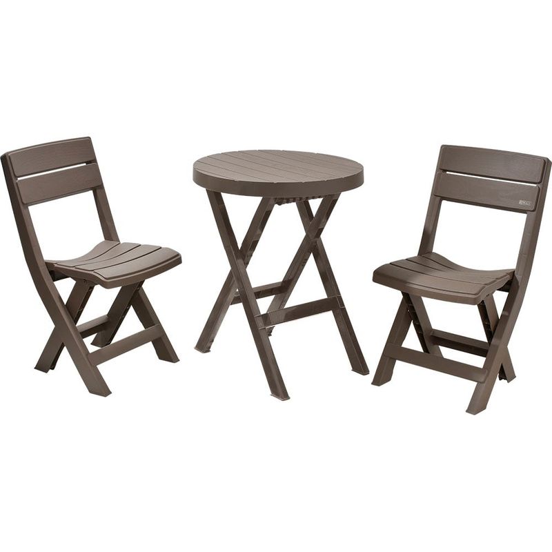 RIMAX - Combo Plegable Barú (Mesa Redonda + 2 Sillas) RIMAX - Mocca
