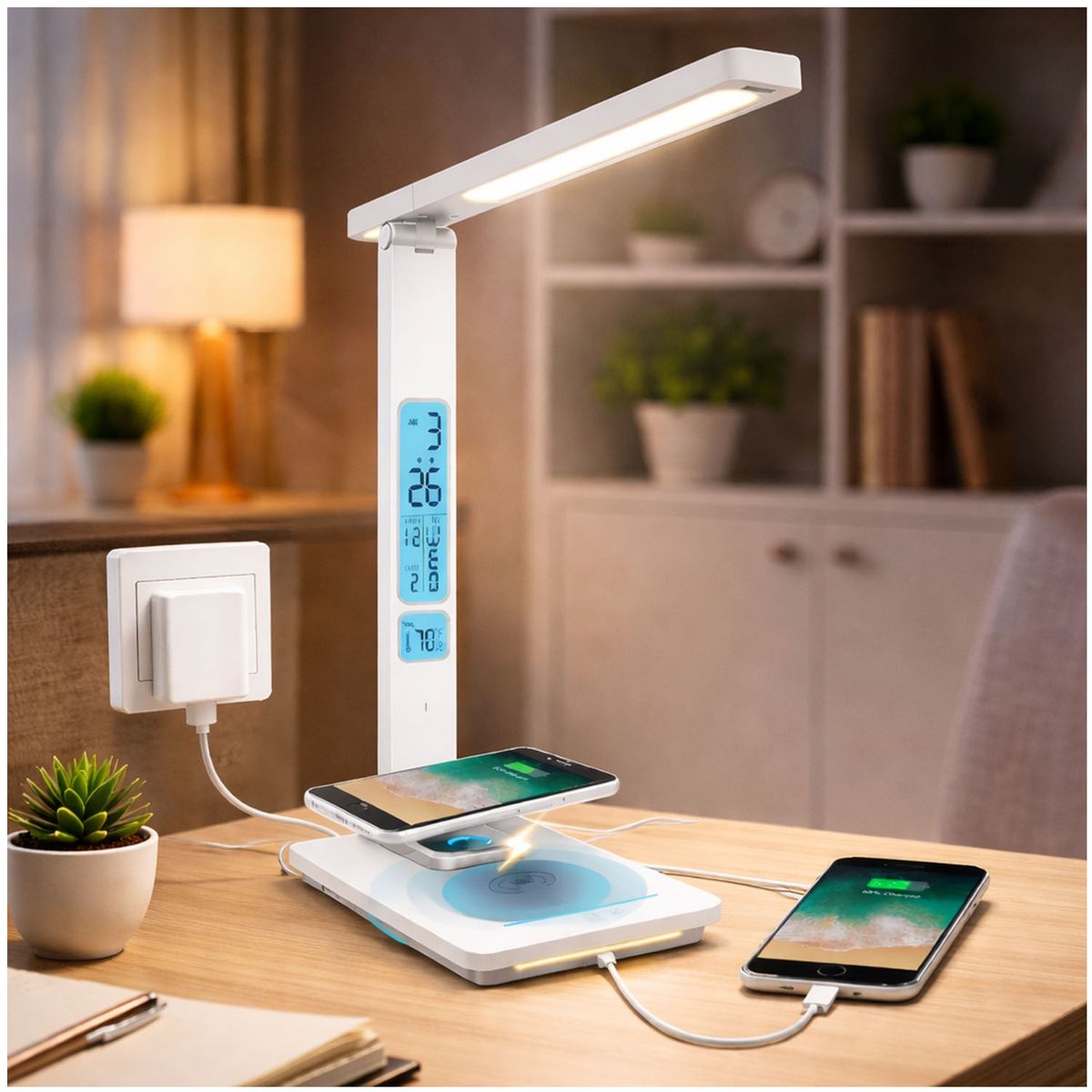 ONE PIXEL - Lampara Led De Escritorio Moderna Para Mesa Noche Blanca