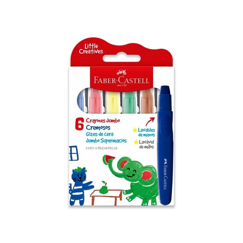 FABER CASTELL - Crayones Jumbo Cremoso x 6 Faber Castell