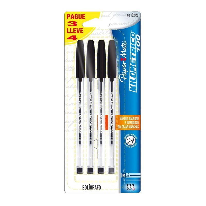 PAPER MATE - Set De Bolígrafos Kilométrico Paper Mate Esfero X4