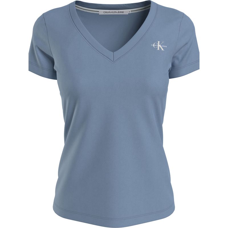 CALVIN KLEIN - Camiseta De Algodón Orgánico Azul Calvin Klein