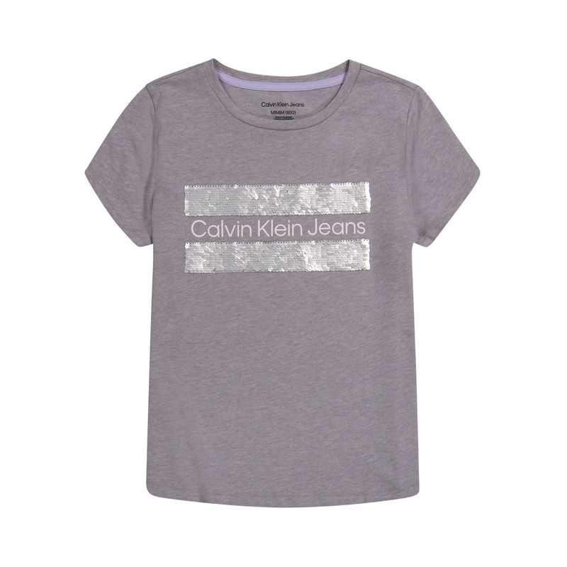 CALVIN KLEIN - Camiseta Para Niña Manga Corta Gris Calvin Klein