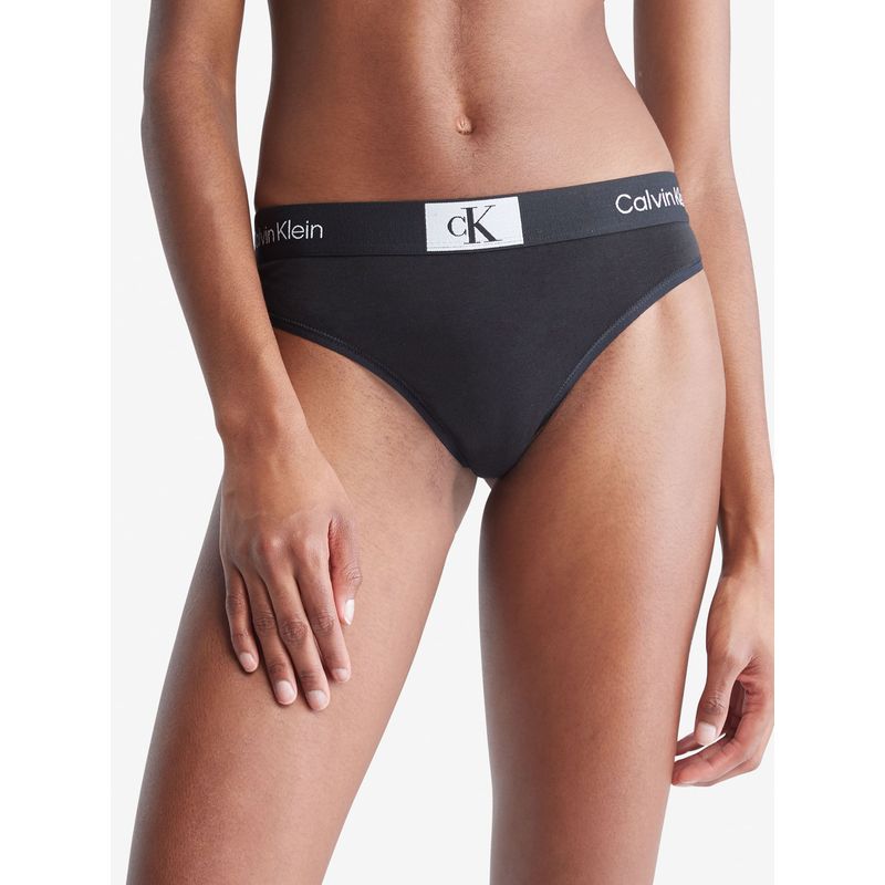 CALVIN KLEIN - Tanga Negra Moderna En Algodón Calvin Klein