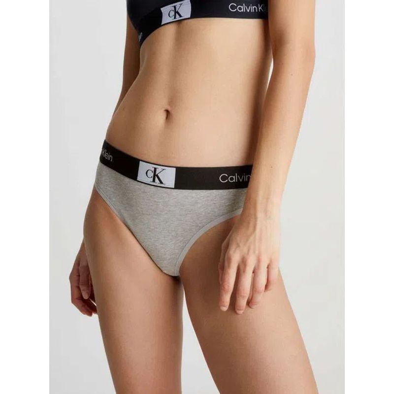 CALVIN KLEIN - Pantie Gris Tipo Tanga Moderna En Algodón Calvin Klein