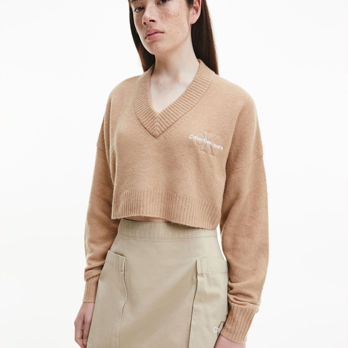 CALVIN KLEIN - Saco Con Logo Beige Calvin Klein